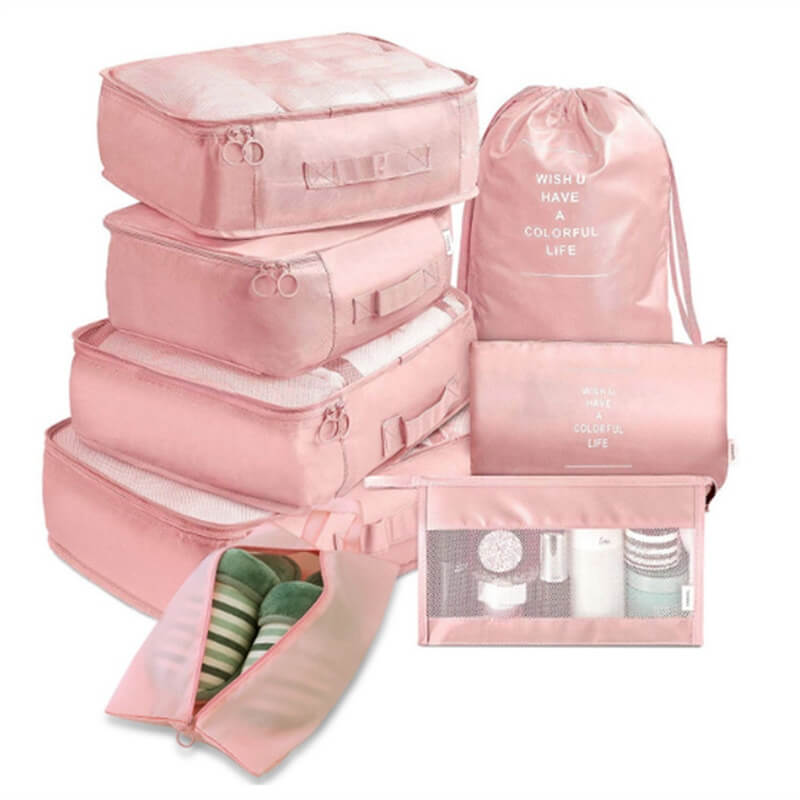 Kit De Bolsas Organizadoras Para Viagem (6 E 8 Unidades) Com - Rosa